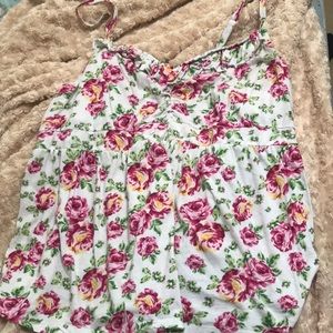 Floral/ruffle tank top